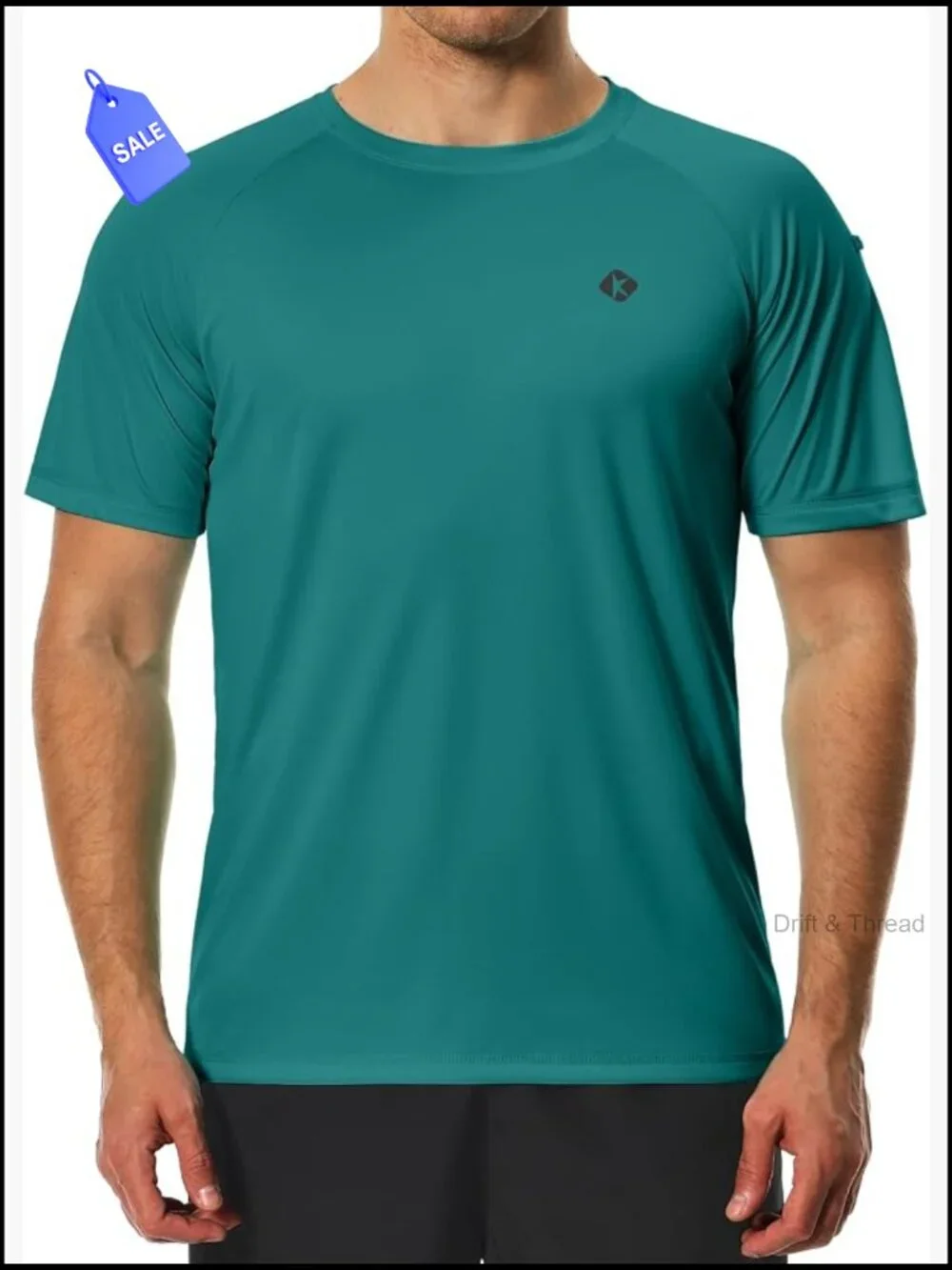 Men's UPF 50+ Quick Dry Rash Guard Short Sleeve Swim Shirt Fishing Beach
